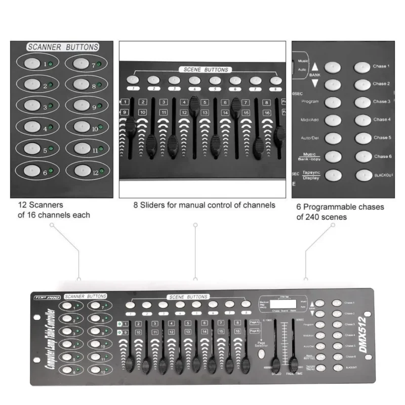 TOP PRO DMX512 STAGE LIGHTING CONTROLLER CONSOLE - Image 4