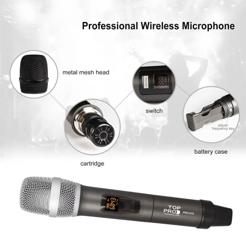 TOP PRO DUAL WIRELESS MICROPHONE PRO-615 in uae